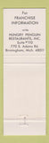 Matchbook Cover - Fish N Chips Restaurants penguin Birmingham MI