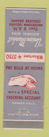 Matchbook Cover - Union MARket National Bank Boston