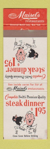 Matchbook Cover - Athur Maisel's Restaurants New York City CHAIN