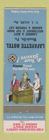 Matchbook Cover - Lafayette Hotel Meadville PA