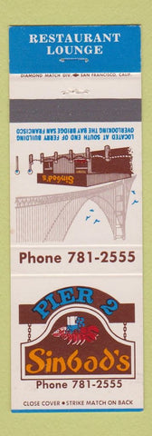 Matchbook Cover - Pier 2 Sinbad's Restaurant San Francisco CA