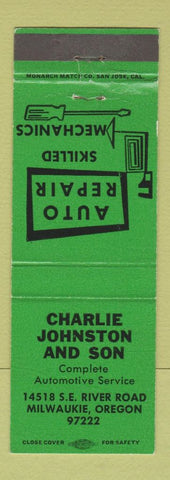Matchbook Cover - Charlie Johnston and Son Auto Repair Milwaukie OR