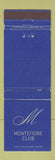 Matchbook Cover - Montefiore Club Buffalo? NY
