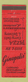 Matchbook Cover - Ginopolis' Capraro Restaurant Redford MI Pizza