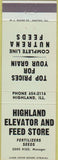 Matchbook Cover - Highland Elevator Feed IL Nutrena