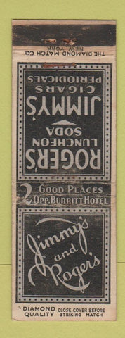 Matchbook Cover - Jimmy's Cigars Roger's Lunch DQ New Britain CT WEAR