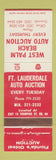 Matchbook Cover - West Palm Beach Auto Auction FL