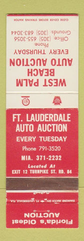 Matchbook Cover - West Palm Beach Auto Auction FL