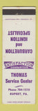 Matchbook Cover - Thomas Service Center auto repair Rupert PA