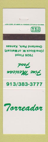 Matchbook Cover - Torreador Mexican Restaurant Overland Park KS