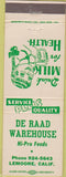 Matchbook Cover - De Raad Warehouse Feeds Lemoore CA milk