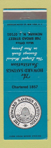Matchbook Cover - Howard Savings Institution Newark NJ bank