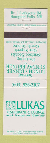 Matchbook Cover - Luka's Restaurant Hampton Falls NH