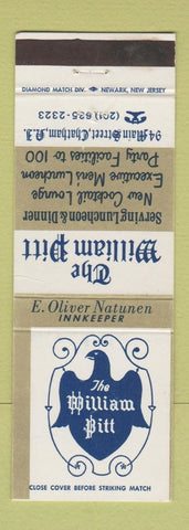 Matchbook Cover - The William Pitt Inn Chatham NJ