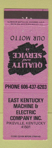 Matchbook Cover - East Kentucky Machine Electric Pikeville KY