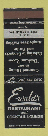 Matchbook Cover - Ewald's Restaurant Riegelsville PA