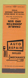 Matchbook Cover - Charlie Johnston and Son Auto Repair Milwaukie OR