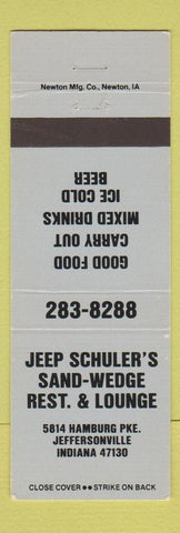 Matchbook Cover - Jeep Schuler's Sand Wedge Restaurant Lounge Jeffersonville IN