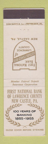 Matchbook Cover - First National Bank Lawrence County PA 1955