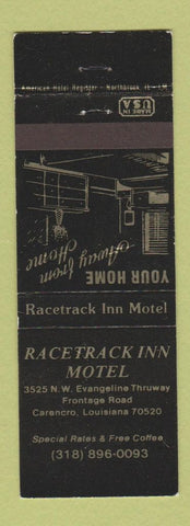 Matchbook Cover - Racetrack Inn Motel Carancro LA WEAR