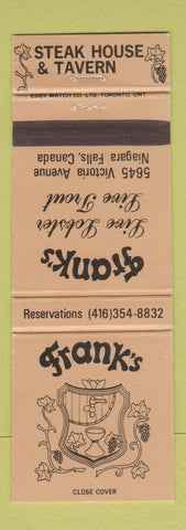 Matchbook Cover - Frank's Restaurant Niagara Falls ON