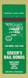 Matchbook Cover - Green's Bail Bonds Santa Rosa Fairfield Napa Vallejo CA