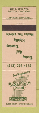 Matchbook Cover - Colony Club Dayton OH