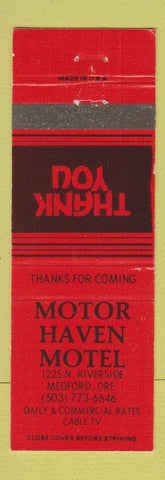 Matchbook Cover - Motor Haven Motel Medford OR