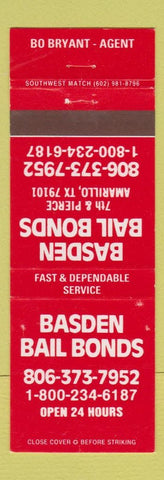 Matchbook Cover - Basden Bail Bonds Amarillo TX