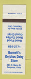 Matchbook Cover - Burnett's Delphos Dairy Store OH