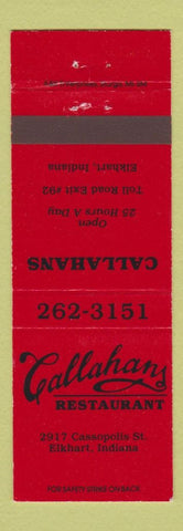 Matchbook Cover - Callahans Restaurant Elkhart IN