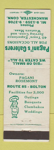 Matchbook Cover - Pagani's Catering Manchester CT