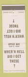 Matchbook Cover - Office Bar Dayton OH