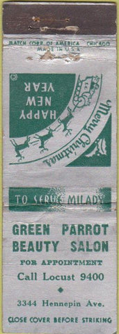 Matchbook Cover - Green Parrot Beauty Salon Minneapolis? WORN