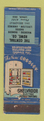 Matchbook Cover Crosley Refrigerator Central Hardware Lorain OH low phone # WORN