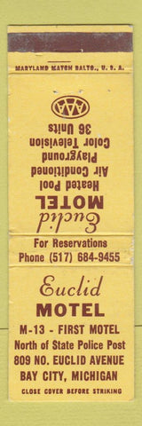 Matchbook Cover - Euclid Motel Bay City MI WORN