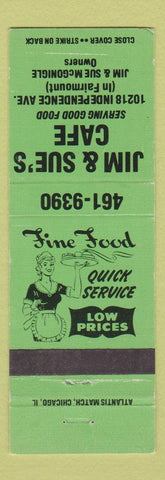 Matchbook Cover - Jim & Sue's Cafe Fairmount MO WEAR