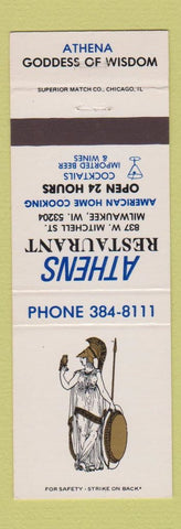 Matchbook Cover - Athens Restaurant Milwaukee WI