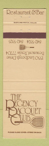 Matchbook Cover - Regency Racquet Club Beaumont TX