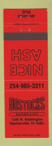 Matchbook Cover - Bostocks Billiards Bar Stephenville TX