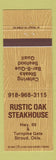 Matchbook Cover - Rustic Oak Steak House Stroud OK