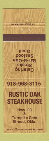 Matchbook Cover - Rustic Oak Steak House Stroud OK
