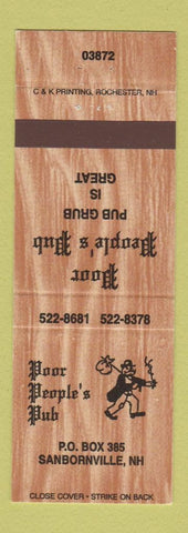 Matchbook Cover - Poor People's Pub Sanbornville NH