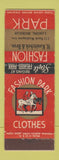 Matchbook Cover - Fashion Park Men's Clothes Kositcheck Bros Lansing MI