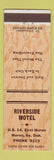 Matchbook Cover - Riverside Motel Huron SD
