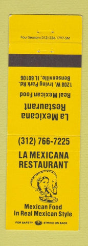 Matchbook Cover - La Mexicana Restaurant Mexican Bensenville IL