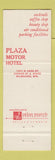 Matchbook Cover - Plaza Motor Hotel Milwaukee WI