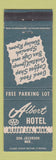 Matchbook Cover - Albert Hotel Albert Lea MN