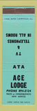 Matchbook Cover - Ace Lodge Truth or Consequences NM
