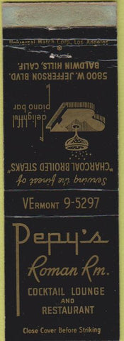 Matchbook Cover - Pepy's Roman Room Baldwin Hills CA WEAR